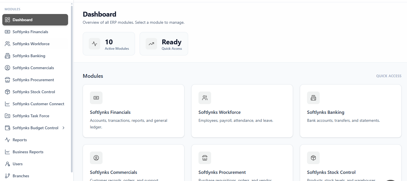 Softlynks dashboard